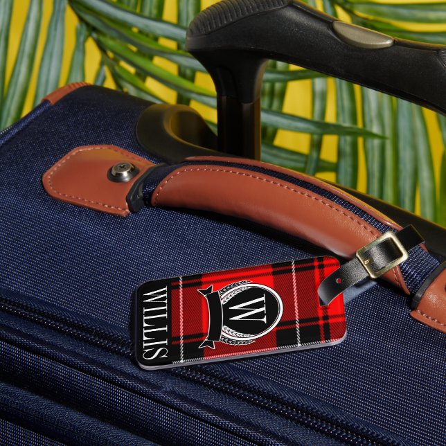 Personalized Monogram Tartan Plaid Luggage Tag (Front Insitu 3)