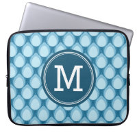 Personalized Monogram Teadrop Pattern Blue Computer Sleeve