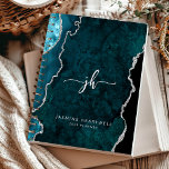 Personalized Monogram Teal Silver Agate 2025 Planner<br><div class="desc">This elegant 2025 planner features a teal blue watercolor agate design trimmed with silver faux glitter. Personalize it with her monogram initials in trendy silver gray script lettering,  along with her name and the year in sans serif font.</div>
