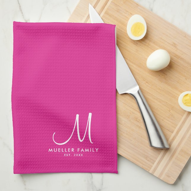 Personalized Monogram Template Family Name Modern Kitchen Towel (Quarter Fold)