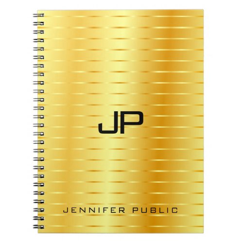 Personalized Monogram Template Faux Gold Notebook