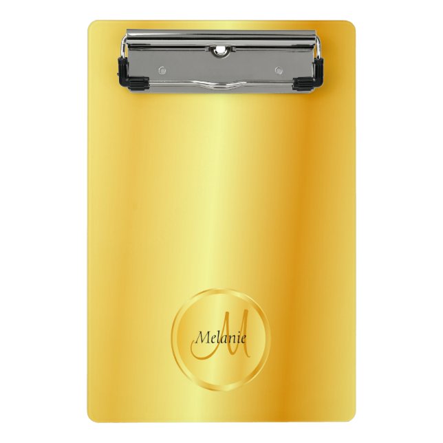 Personalized Monogram Template Gold Look Elegant Mini Clipboard (Front)