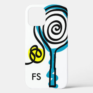 Personalized monogram tennis racket and ball iPhone 12 case
