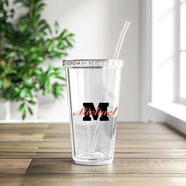 Personalized monogram text  acrylic tumbler (Creator Uploaded)