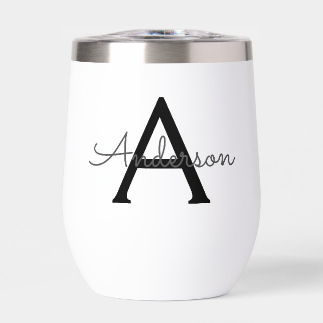 personalized Monogram  Thermal Wine Tumbler (Front)