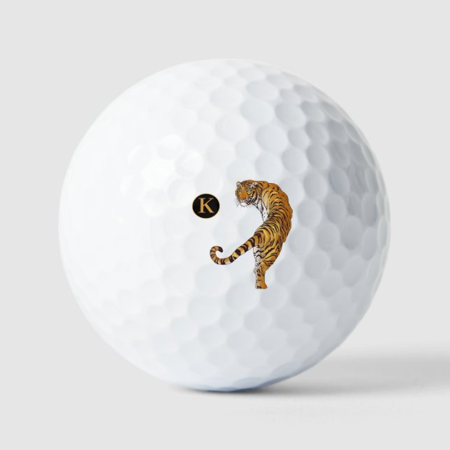 Personalized Monogram Tiger Wild Animal Golf Balls (Front)