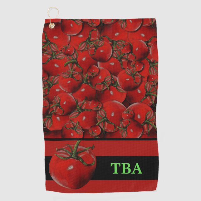 Personalized Monogram Tomatoes Golf Towel (Front)