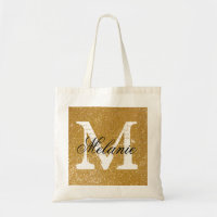 Personalized monogram tote bag | faux gold glitter
