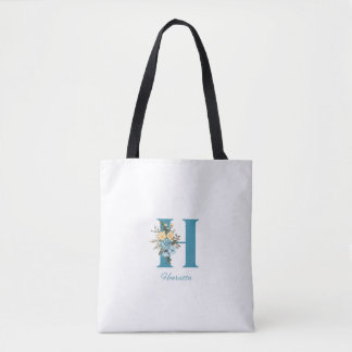 Personalized Monogram Tote Bag Floral Initial Bag