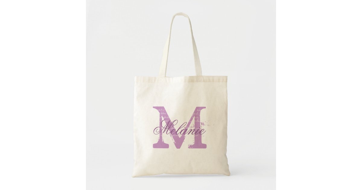 Personalized monogram tote bag | lavender purple | Zazzle