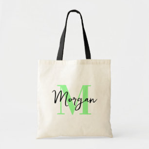 Personalized Monogram Tote – Mint Green & Black Bag