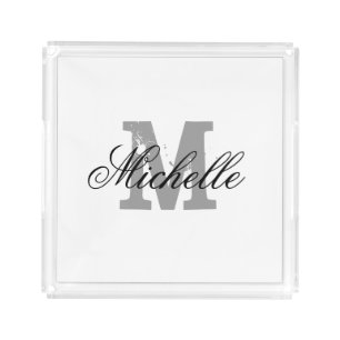 Personalized monogram transparent serving tray