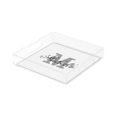 Personalized monogram transparent serving tray (Angled)