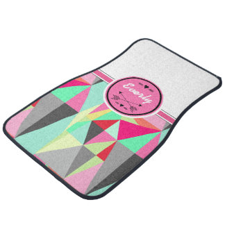 Personalized Monogram Triangle MInt Pink Pattern Car Floor Mat