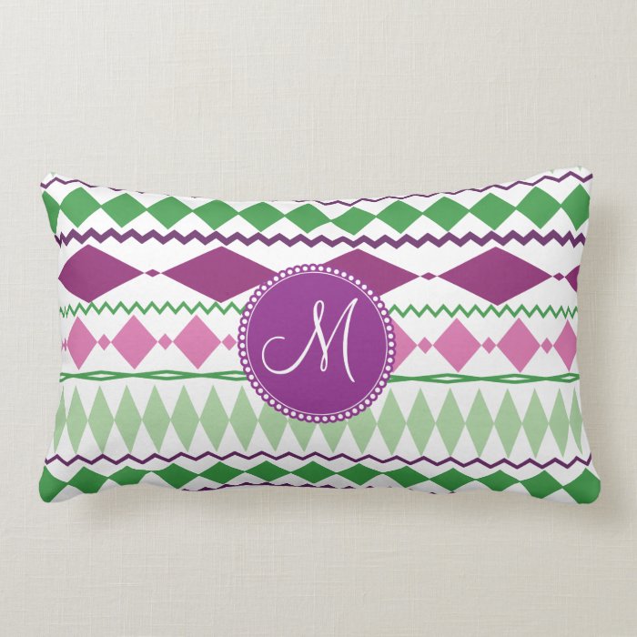 Personalized Monogram Tribal Geometric Pattern Throw Pillows