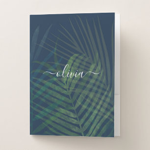 Personalized Monogram Tropical Palm Leaves Pocket  Folder