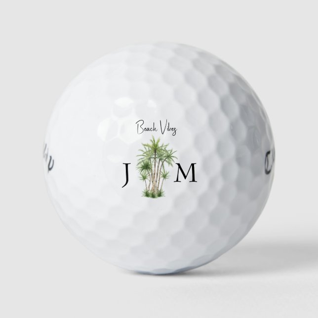 Personalized Monogram Tropical Titleist Pro V1 Golf Balls (Front)