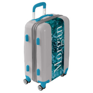 Personalized Monogram Turquoise Sea Waves Luggage
