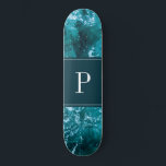 Personalized Monogram Turquoise Sea Waves Pattern Skateboard<br><div class="desc">Turquoise sea and waves pattern. A perfect "Just Because" gift</div>