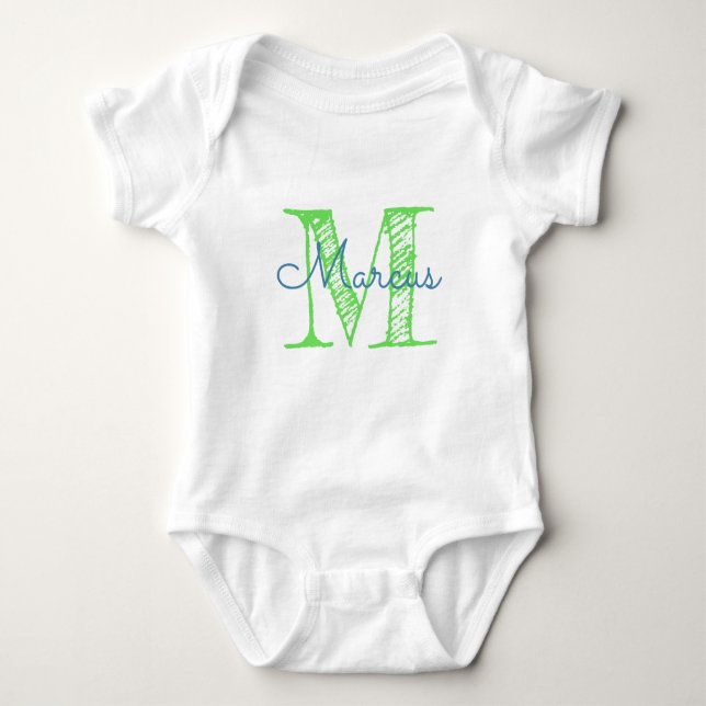 Personalized  Monogram Typography Name Baby Bodysuit (Front)