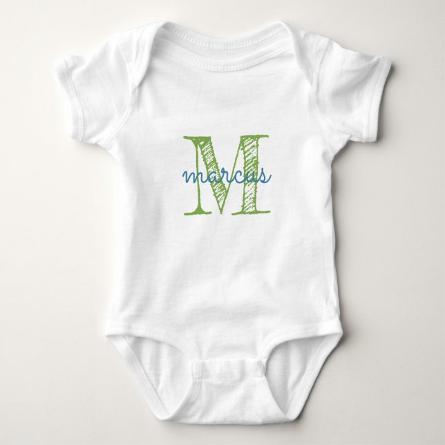 Personalized  Monogram Typography Name Baby Bodysuit (Front)