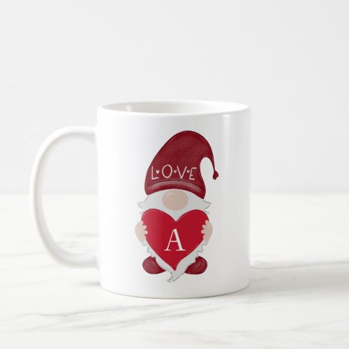 Personalized Monogram Valentine Gnome Valentines D Coffee Mug