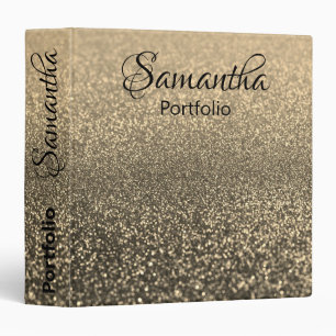 Personalized monogram vintage glitter shine 3 ring binder