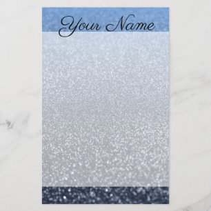 Personalized monogram vintage glitter shine blue s stationery
