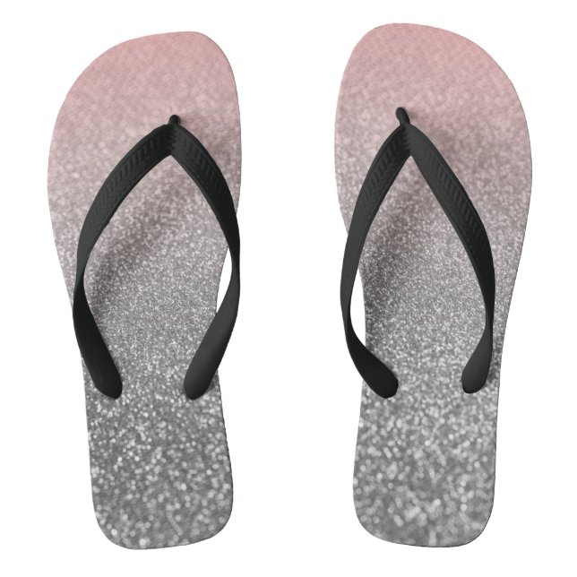 Personalized monogram vintage glitter shine pink  flip flops (Footbed)