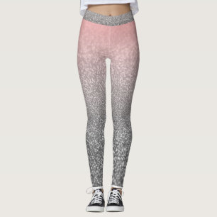 Personalized monogram vintage glitter shine pink  leggings