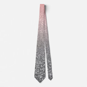 Personalized monogram vintage glitter shine pink s neck tie