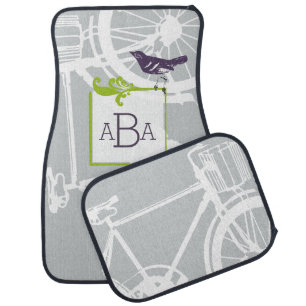 Personalized Monogram Vintage Modern Bicycle Car Mat