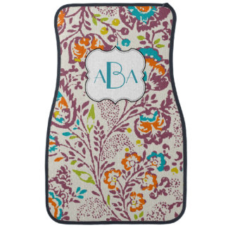 Personalized Monogram Vintage Modern Floral Car Floor Mat