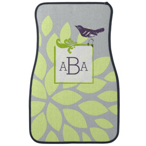 Personalized Monogram Vintage Modern Floral Car Floor Mat