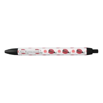 Personalized Monogram Watercolor Ladybugs Black Ink Pen by MonogramBoutique at Zazzle