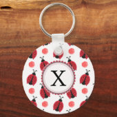 Personalized monogram watercolor Ladybugs Keychain (Front)