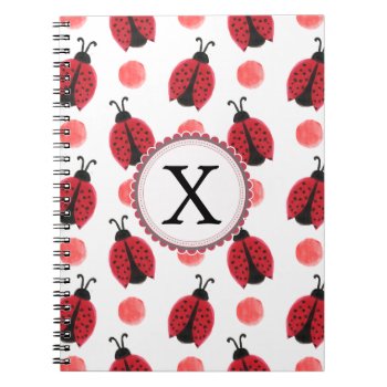 Personalized Monogram Watercolor Ladybugs Notebook by MonogramBoutique at Zazzle