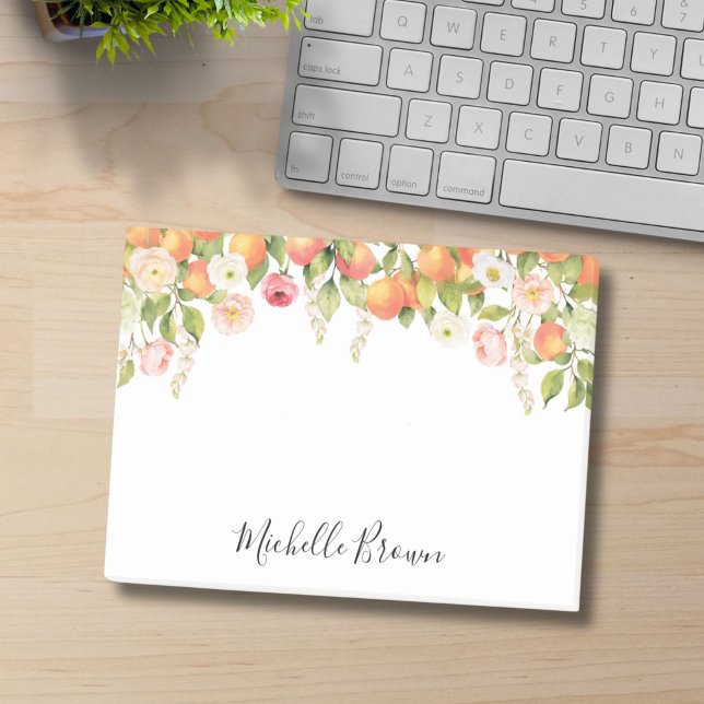 Personalized Monogram Watercolor Orange Elegant Post-it Notes (Creator Uploaded)