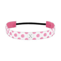 Personalized monogram watercolor pink polka dots athletic headband