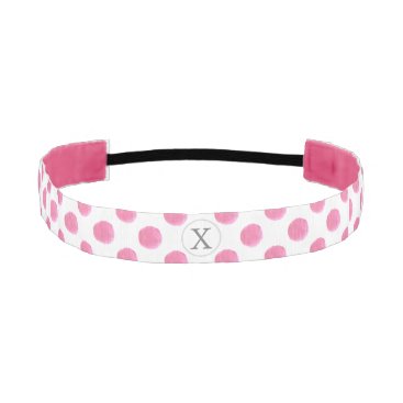 Personalized monogram watercolor pink polka dots athletic headband