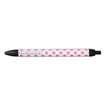 Personalized monogram watercolor pink polka dots black ink pen