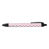 Personalized monogram watercolor pink polka dots black ink pen (Top)