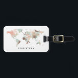 Personalized Monogram Watercolor World Map Travel Luggage Tag<br><div class="desc">Personalized Monogram Watercolor World Map Travel</div>