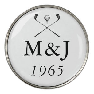 Personalized Monogram Wedding Anniversary Date Golf Ball Marker