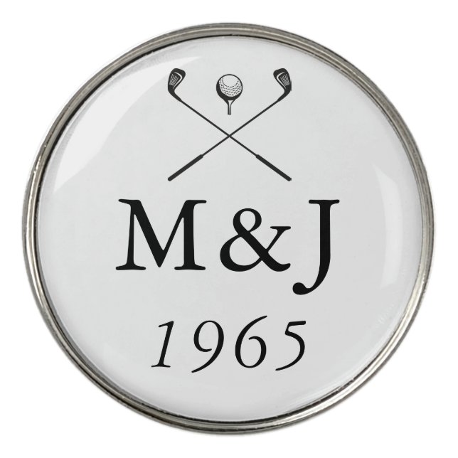 Personalized Monogram Wedding Anniversary Date Golf Ball Marker (Front)