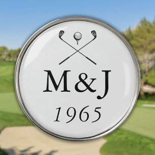 Personalized Monogram Wedding Anniversary Date Golf Ball Marker