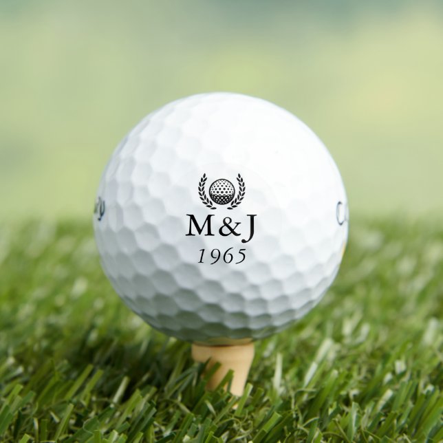Personalized Monogram Wedding Anniversary Date Golf Balls (Insitu Tee)