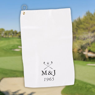 Personalized Monogram Wedding Anniversary Date Golf Towel