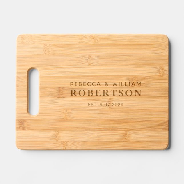 Personalized Monogram Wedding Anniversary Keepsake Engraved Cutting Board (Front)
