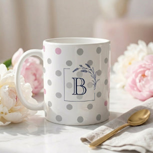 Personalized Monogram Wedding Favors – Pink & Grey Coffee Mug